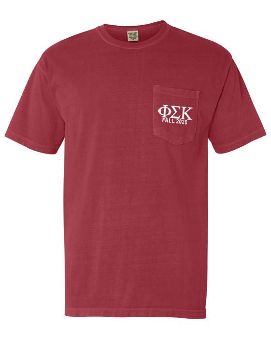 Phi Sigma Kappa Greek Letter Comfort Colors Pocket Tee — GreekU