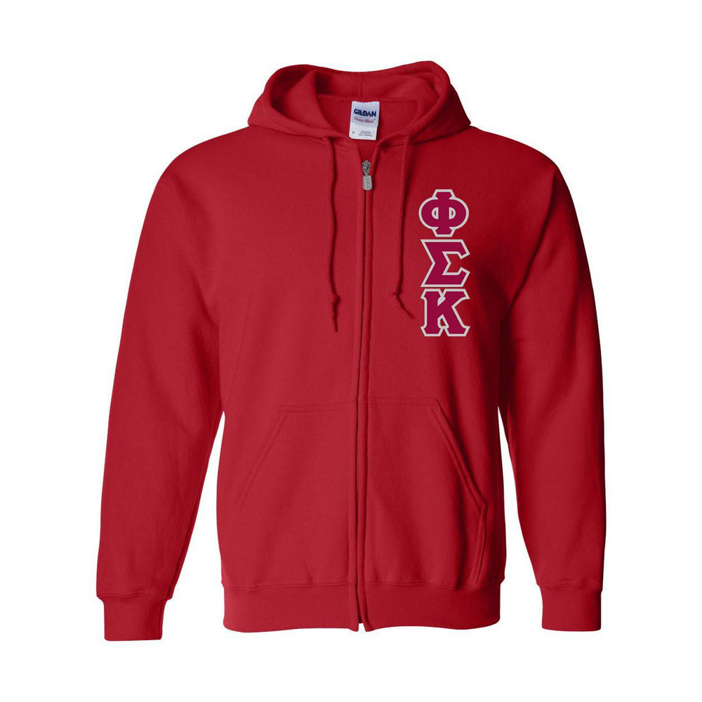 Phi Sigma Kappa Heavy Full Zip Hoodie 3" Letters Phi Sigma Kappa Heavy Full Zip Hoodie - 3