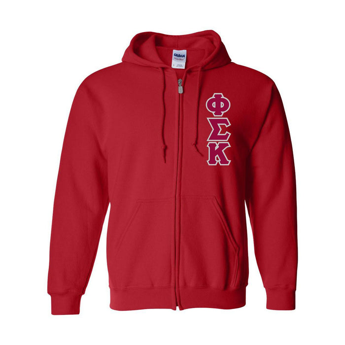Phi Sigma Kappa Heavy Full Zip Hoodie 3" Letters Phi Sigma Kappa Heavy Full Zip Hoodie - 3