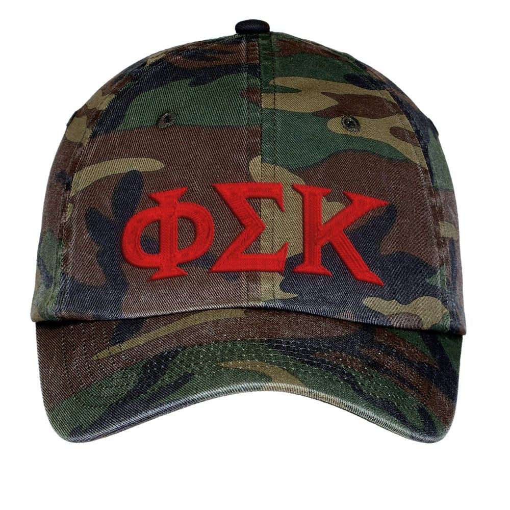 Phi Sigma Kappa Lettered Camouflage Hat Phi Sigma Kappa Lettered Camouflage Hat