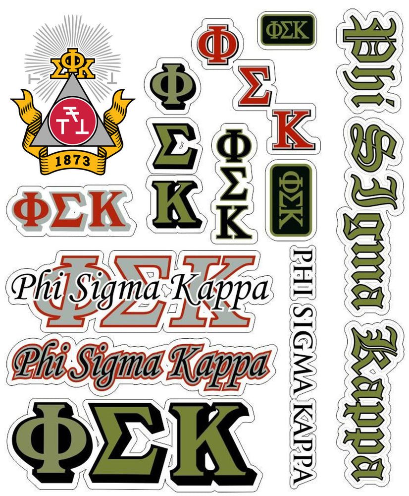Phi Sigma Kappa Multi Greek Decal Sticker Sheet Phi Sigma Kappa Multi Greek Decal Sticker Sheet