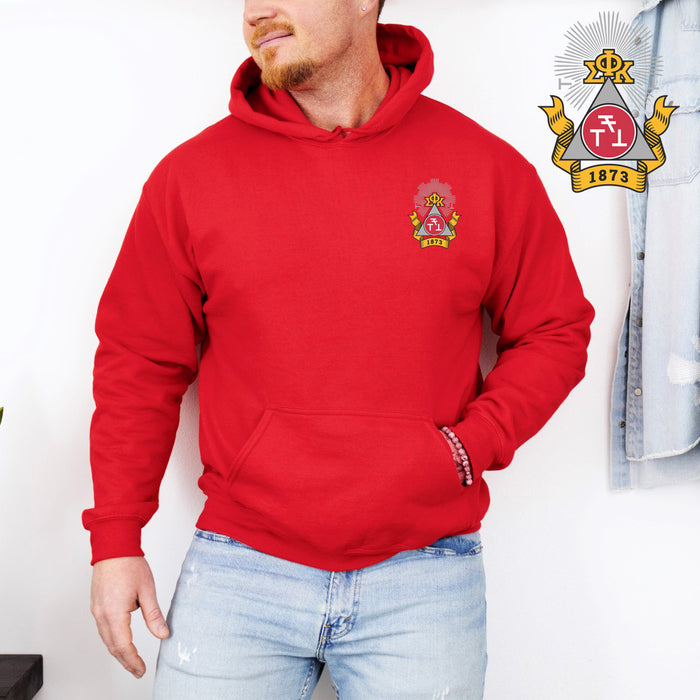 Discount Phi Sigma Kappa Crest Emblem Hooded Sweatshirt DISCOUNT-Phi Sigma Kappa Crest Emblem Hooded Sweatshirt