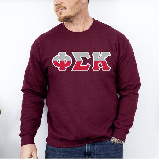 Phi Sigma Kappa Phi Sigma Kappa Two Toned Greek Lettered Crewneck Sweatshirts