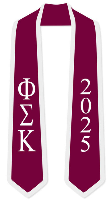 Discount Phi Sigma Kappa Greek 2 Tone Lettered Graduation Sash Stole W/ Year DISCOUNT-Phi Sigma Kappa Greek 2 Tone Lettered Graduation Sash Stole w/ Year