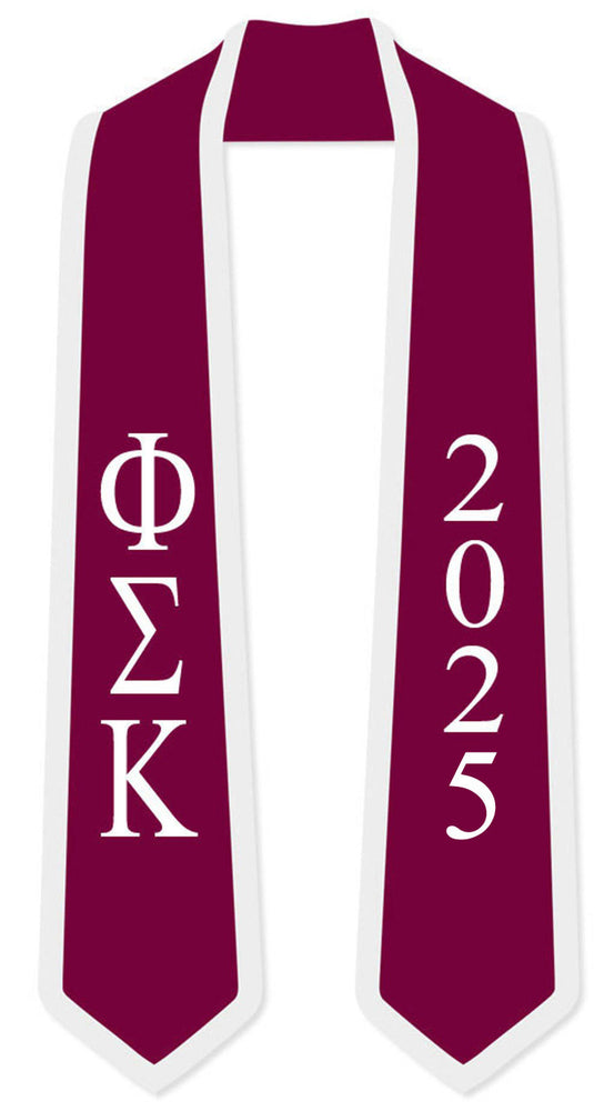 Discount Phi Sigma Kappa Greek 2 Tone Lettered Graduation Sash Stole W/ Year DISCOUNT-Phi Sigma Kappa Greek 2 Tone Lettered Graduation Sash Stole w/ Year