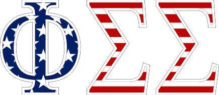 Phi Sigma Sigma American Flag Greek Letter Sticker 2.5" Tall Phi Sigma Sigma American Flag Greek Letter Sticker - 2.5