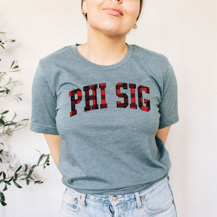 Phi Sigma Sigma Christmas Plaid Tee Phi Sigma Sigma Christmas Plaid Tee