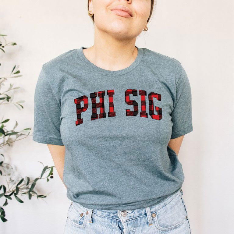 Phi Sigma Sigma Christmas Plaid Tee Phi Sigma Sigma Christmas Plaid Tee