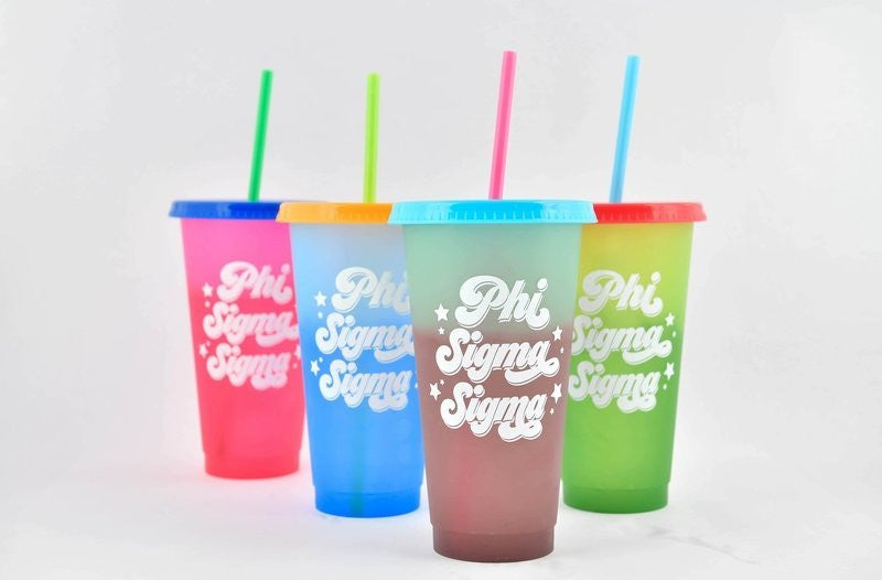 Phi Sigma Sigma Color Changing Cups (set Of 4) Phi Sigma Sigma Color Changing Cups (Set of 4)