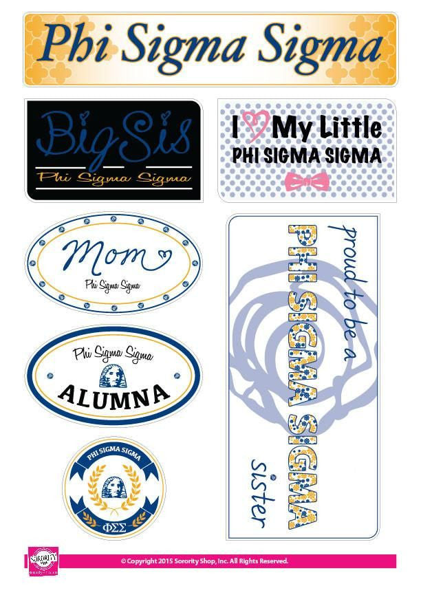 Phi Sigma Sigma Family Sticker Sheet Phi Sigma Sigma Family Sticker Sheet