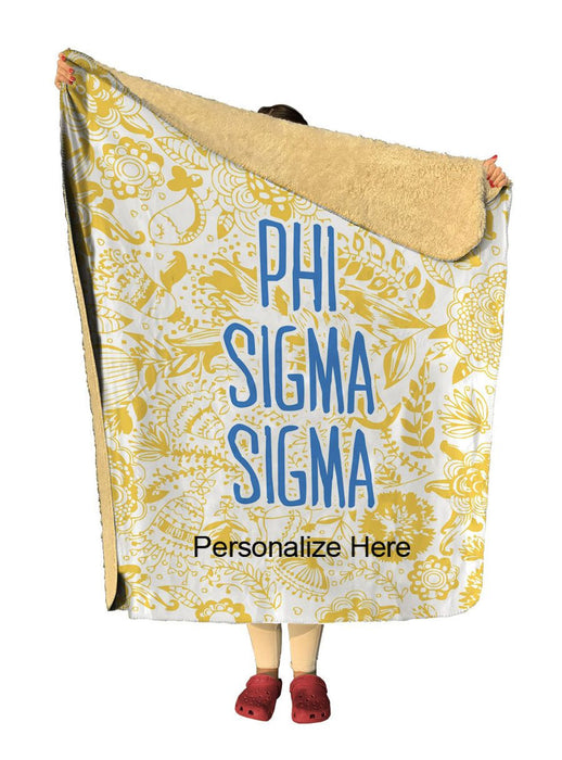 Phi Sigma Sigma Floral Sherpa Lap Blanket Phi Sigma Sigma Floral Sherpa Lap Blanket