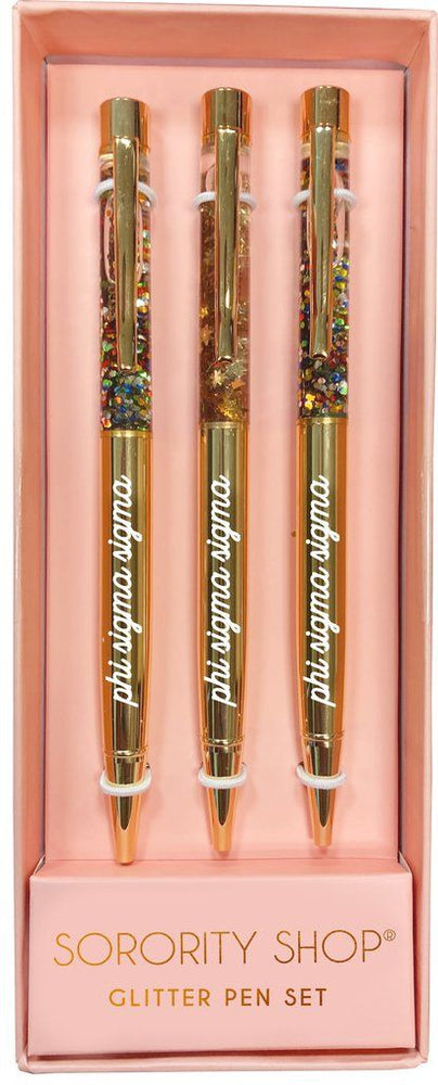 Phi Sigma Sigma Glitter Pens (set Of 3) Phi Sigma Sigma Glitter Pens (Set of 3)