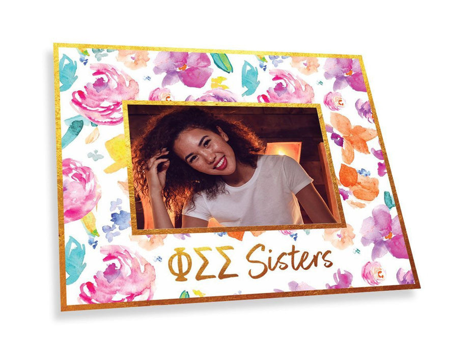 Phi Sigma Sigma Gold Foil & Floral Painted Photo Frame Phi Sigma Sigma Gold Foil & Floral Painted Photo Frame