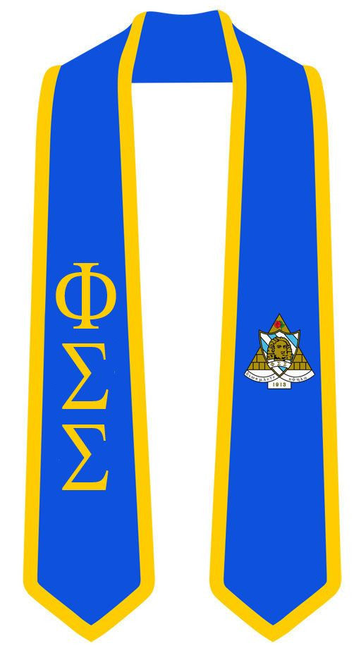 Discount Phi Sigma Sigma Greek 2 Tone Lettered Graduation Sash Stole DISCOUNT-Phi Sigma Sigma Greek 2 Tone Lettered Graduation Sash Stole
