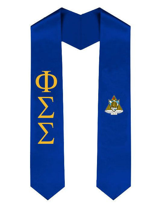Phi Sigma Sigma Greek Lettered Graduation Sash Stole With Crest Phi Sigma Sigma Greek Lettered Graduation Sash Stole With Crest