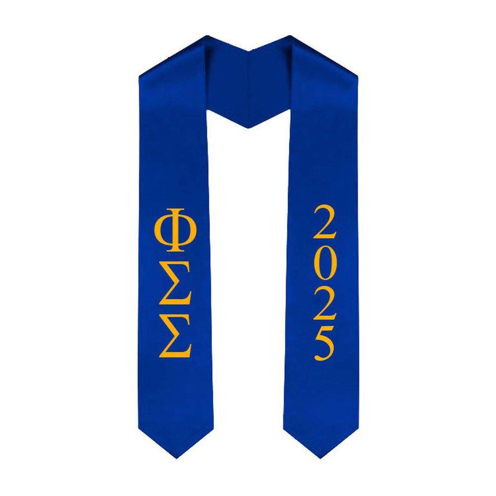 Phi Sigma Sigma Greek Lettered Graduation Sash Stole With Year Best Value Phi Sigma Sigma Greek Lettered Graduation Sash Stole With Year - Best Value