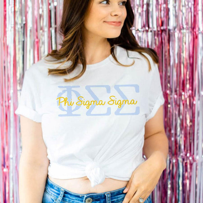 Printify Phi Sigma Sigma Greek Type Cotton Tee Phi Sigma Sigma Greek Type Cotton Tee
