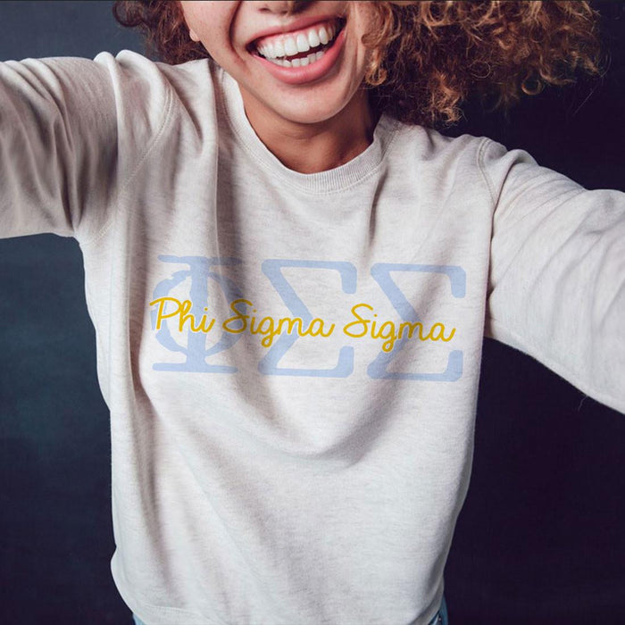 Printify Phi Sigma Sigma Greek Type Crewneck Sweatshirts Phi Sigma Sigma Greek Type Crewneck Sweatshirts