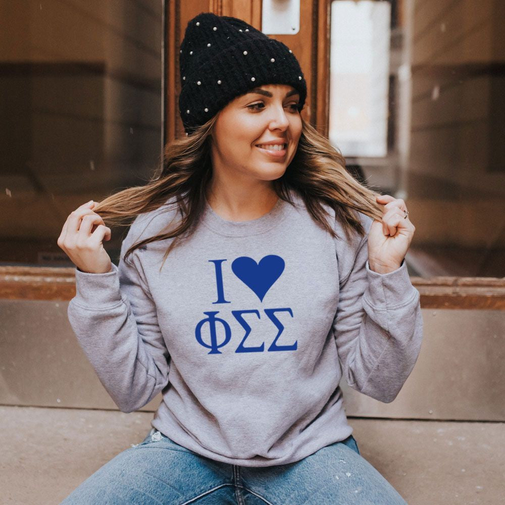 Phi Sigma Sigma I Love Crewneck Sweatshirt Phi Sigma Sigma I Love Crewneck Sweatshirt