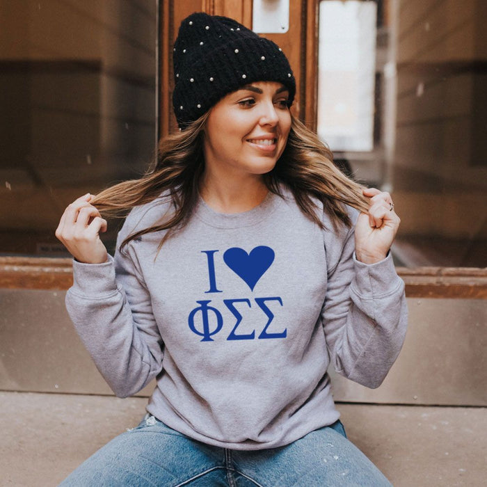 Phi Sigma Sigma I Love Crewneck Sweatshirt Phi Sigma Sigma I Love Crewneck Sweatshirt