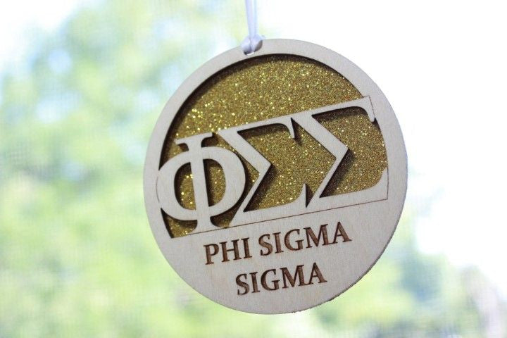 Phi Sigma Sigma Laser Carved Greek Letter Ornament 3" Round Phi Sigma Sigma Laser Carved Greek Letter Ornament - 3