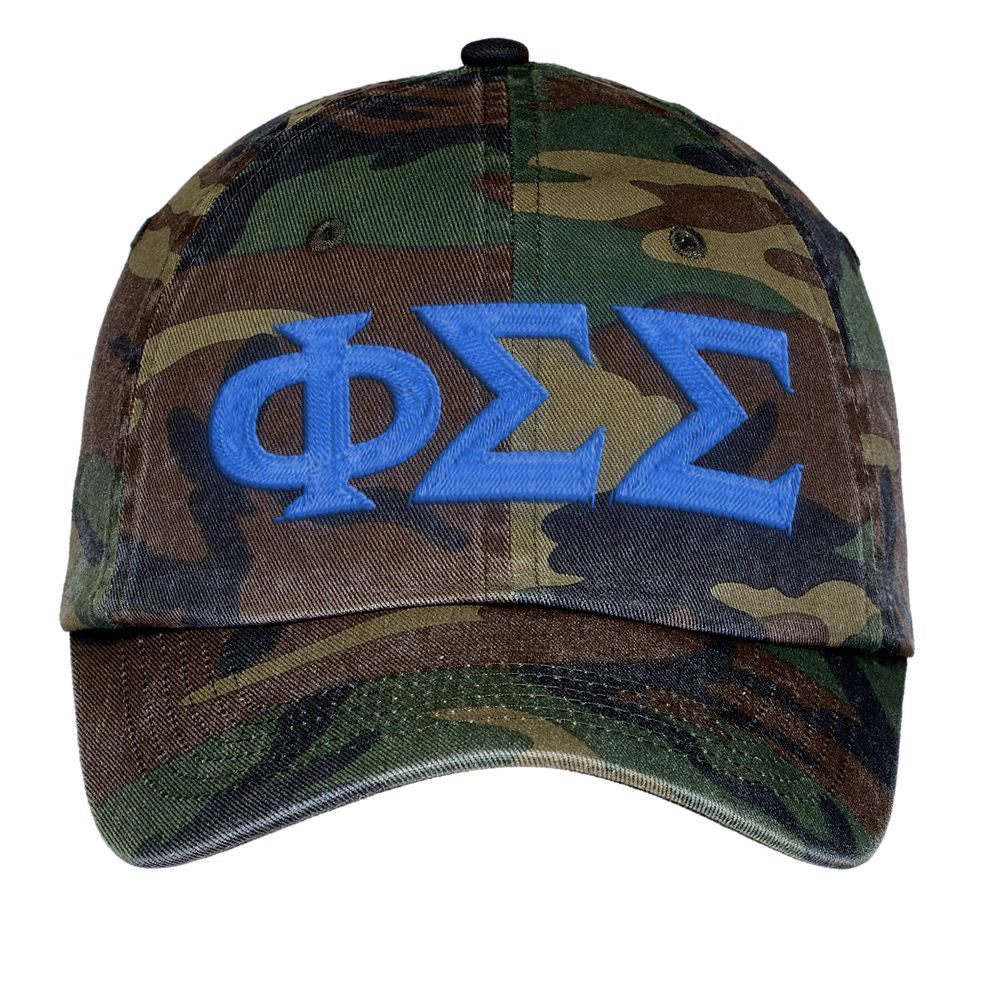 Phi Sigma Sigma Lettered Camouflage Hat Phi Sigma Sigma Lettered Camouflage Hat
