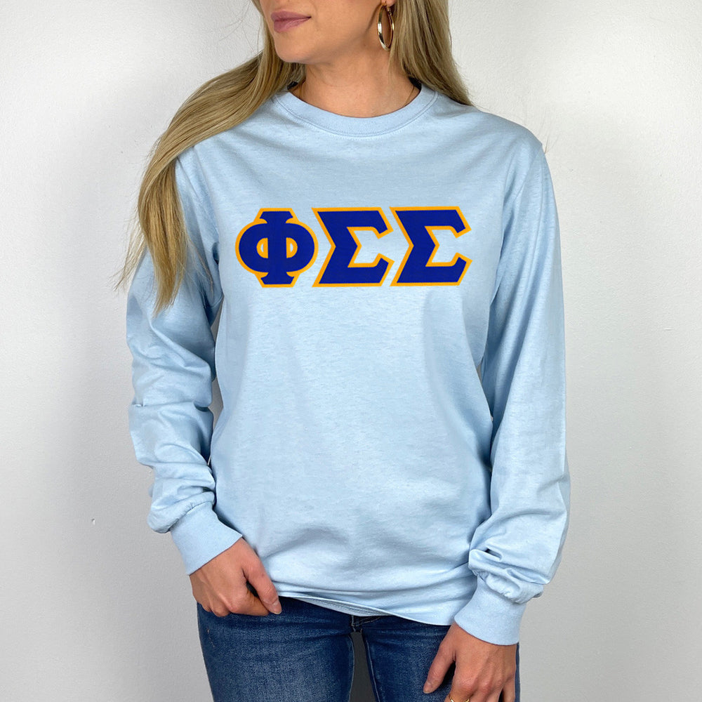 Phi Sigma Sigma Lettered Long Sleeve Shirt Phi Sigma Sigma Lettered Long Sleeve Shirt