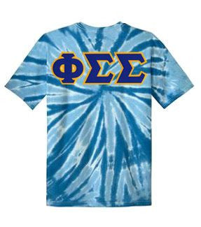Phi Sigma Sigma DISCOUNT-Phi Sigma Sigma Lettered Tie-Dye t-shirts