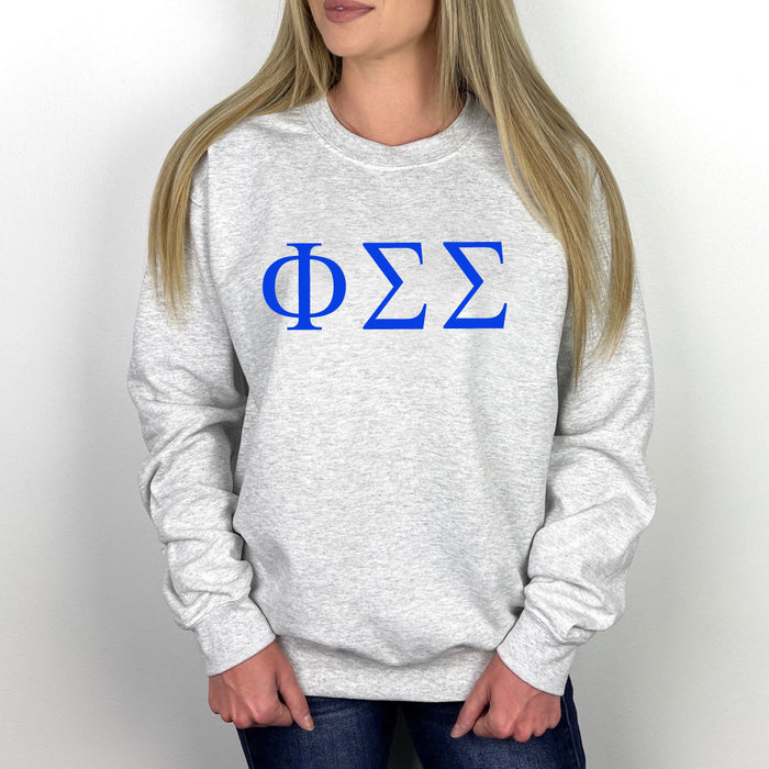 Phi Sigma Sigma Lettered World Famous Greek Crewneck Phi Sigma Sigma Lettered World Famous Greek Crewneck