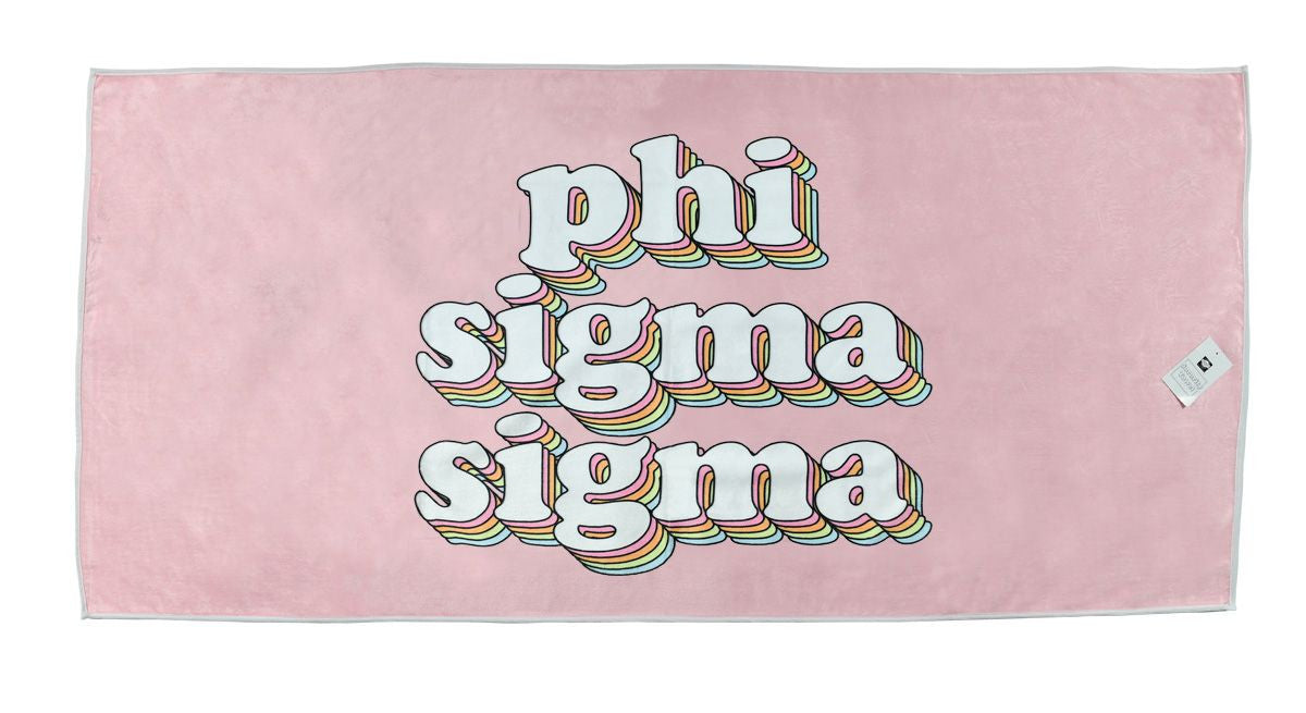 Phi Sigma Sigma Plush Retro Beach Towel Phi Sigma Sigma Plush Retro Beach Towel