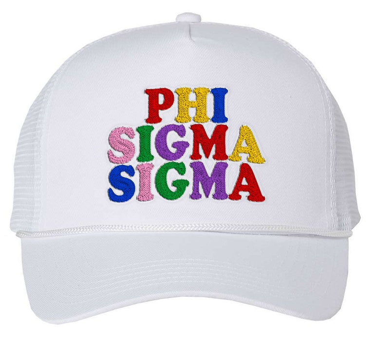 Phi Sigma Sigma Rainbow Trucker Hat Phi Sigma Sigma Rainbow Trucker Hat