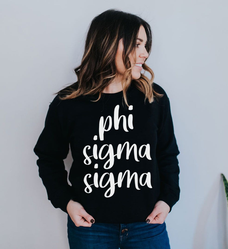 Phi Sigma Sigma Script Crew Sweatshirt Phi Sigma Sigma Script Crew Sweatshirt