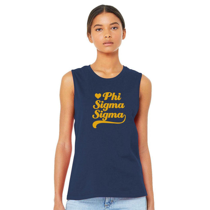 Printify Phi Sigma Sigma Tail Heart Bella + Canvas Muscle Tank Phi Sigma Sigma Tail Heart Bella + Canvas Muscle Tank