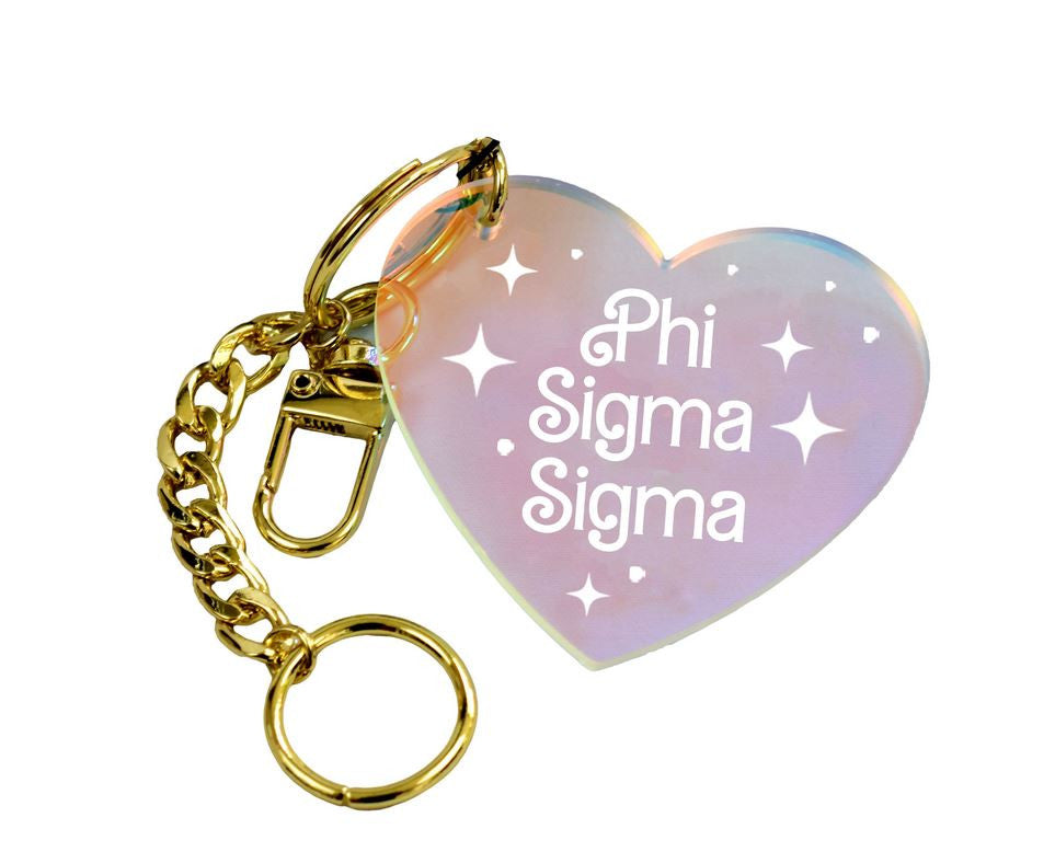 Phi Sigma Sigma Iridescent Heart Keychain Phi Sigma Sigma Iridescent Heart Keychain