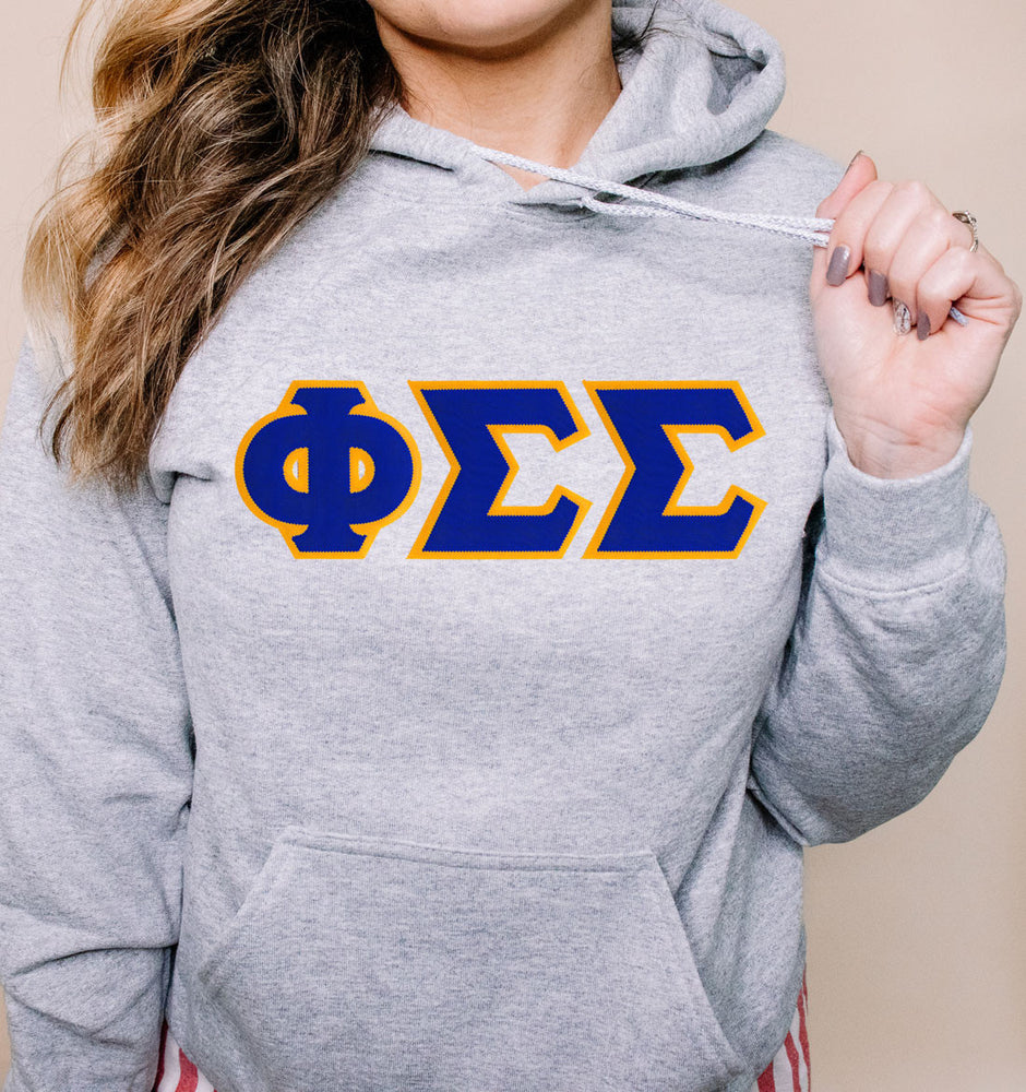 Discount Phi Sigma Sigma Lettered Hooded Sweatshirt Best Value DISCOUNT Phi Sigma Sigma Lettered Hooded Sweatshirt - Best Value