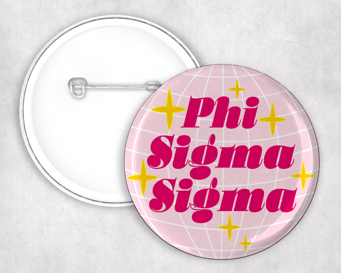 Phi Sigma Sigma Disco Pin Buttons Phi Sigma Sigma Disco Pin Buttons
