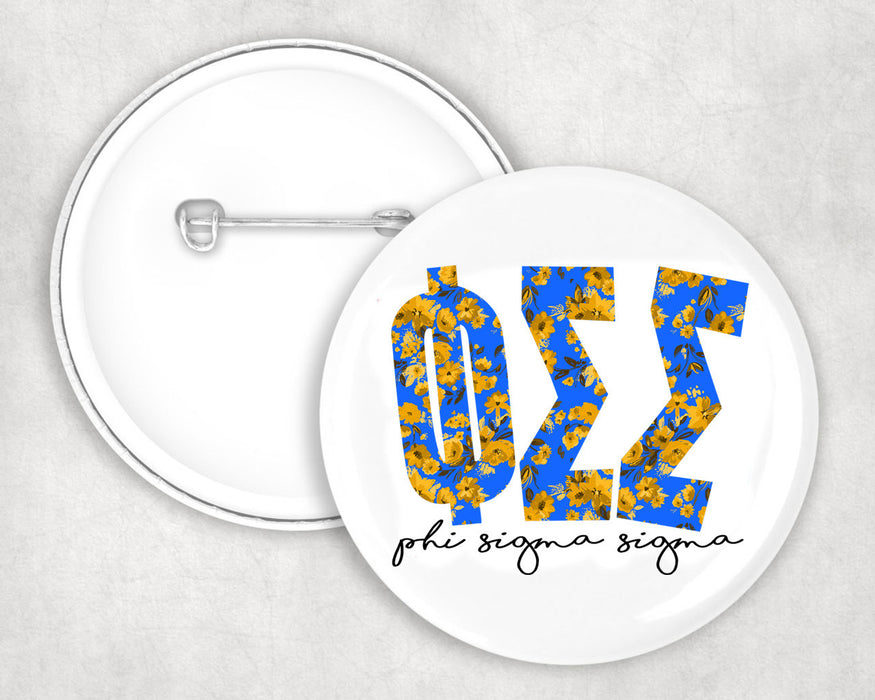 Phi Sigma Sigma Big Floral Pin Buttons Phi Sigma Sigma Big Floral Pin Buttons