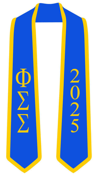 Discount Phi Sigma Sigma Greek 2 Tone Lettered Graduation Sash Stole W/ Year DISCOUNT-Phi Sigma Sigma Greek 2 Tone Lettered Graduation Sash Stole w/ Year