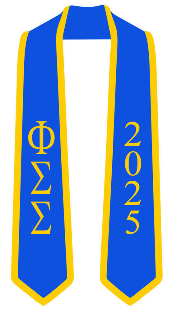 Discount Phi Sigma Sigma Greek 2 Tone Lettered Graduation Sash Stole W/ Year DISCOUNT-Phi Sigma Sigma Greek 2 Tone Lettered Graduation Sash Stole w/ Year