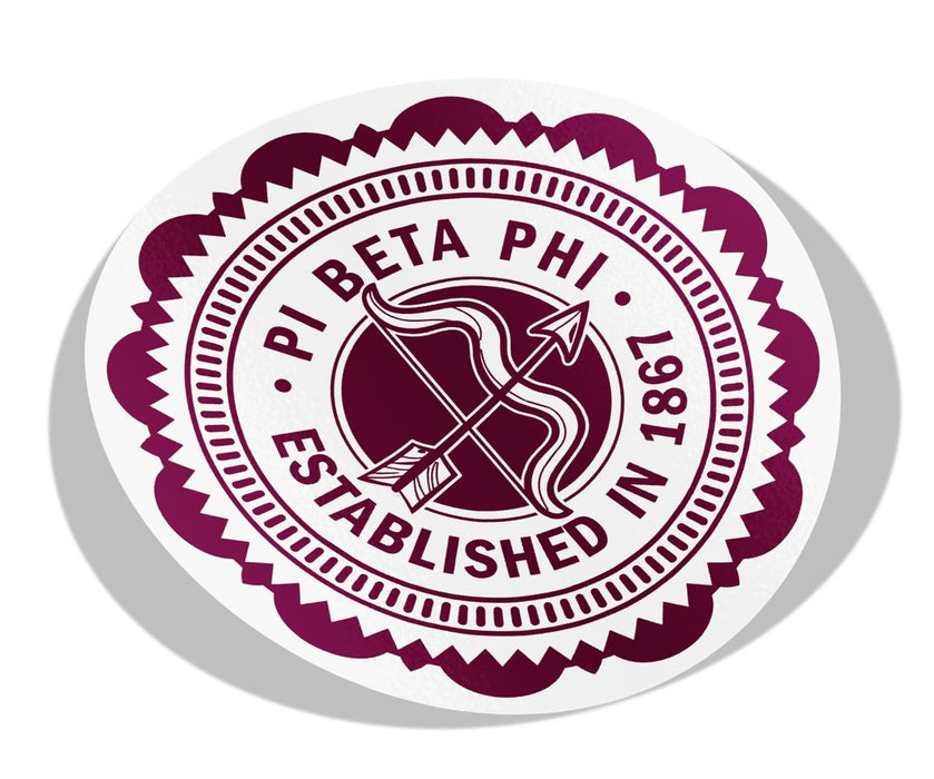 Pi Beta Phi 5" Sorority Seal Bumper Sticker Pi Beta Phi 5