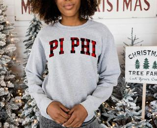 Pi Beta Phi Pi Beta Phi Christmas Plaid Nickname Crewnecks