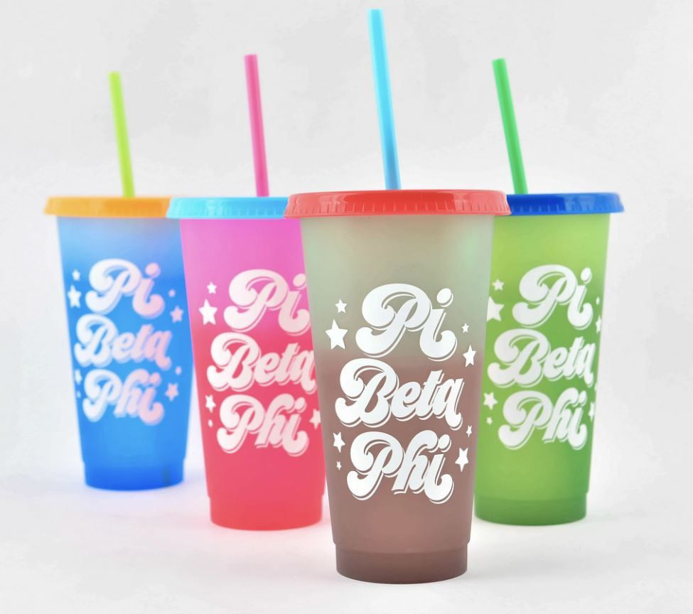 Pi Beta Phi Color Changing Cups (set Of 4) Pi Beta Phi Color Changing Cups (Set of 4)
