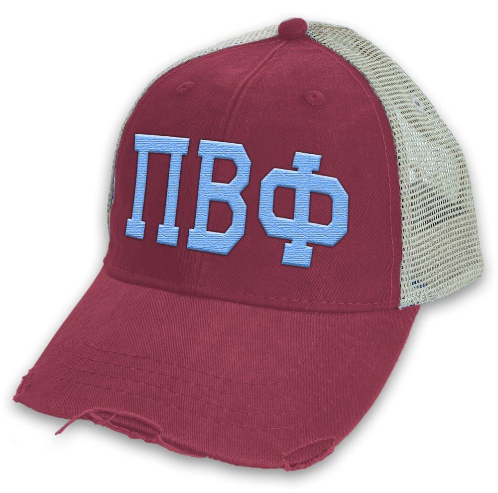 Pi Beta Phi Distressed Trucker Hat Pi Beta Phi Distressed Trucker Hat
