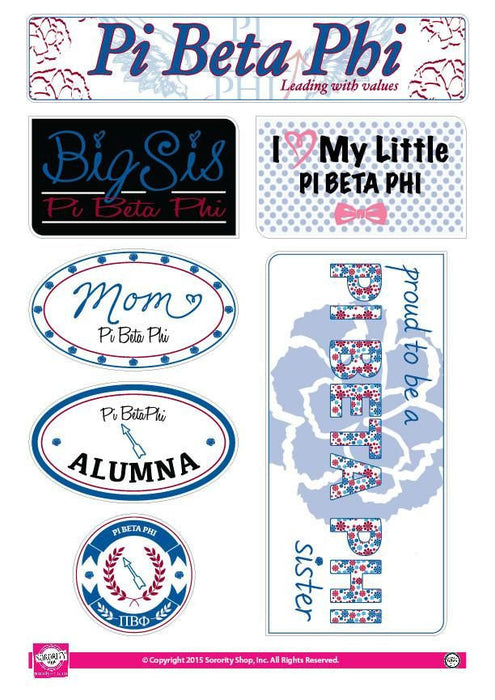 Pi Beta Phi Family Sticker Sheet Pi Beta Phi Family Sticker Sheet