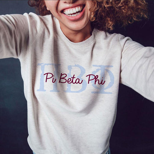 Pi Beta Phi Pi Beta Phi Greek Type Crewneck Sweatshirts