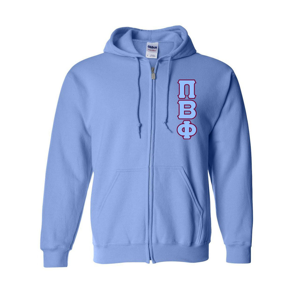 Pi Beta Phi Heavy Full Zip Hoodie 3" Letters Pi Beta Phi Heavy Full Zip Hoodie - 3