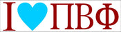 Pi Beta Phi I Love Bumper Sticker Pi Beta Phi I Love Bumper Sticker
