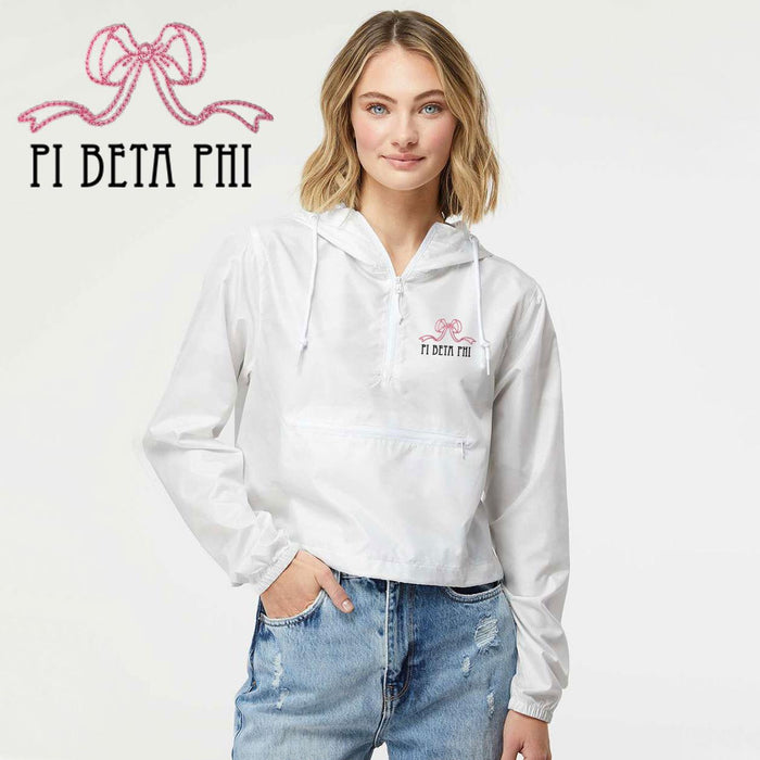 Pi Beta Phi Lightweight Quarter Zip Pullover Crop Windbreaker Pi Beta Phi Lightweight Quarter-Zip Pullover Crop Windbreaker