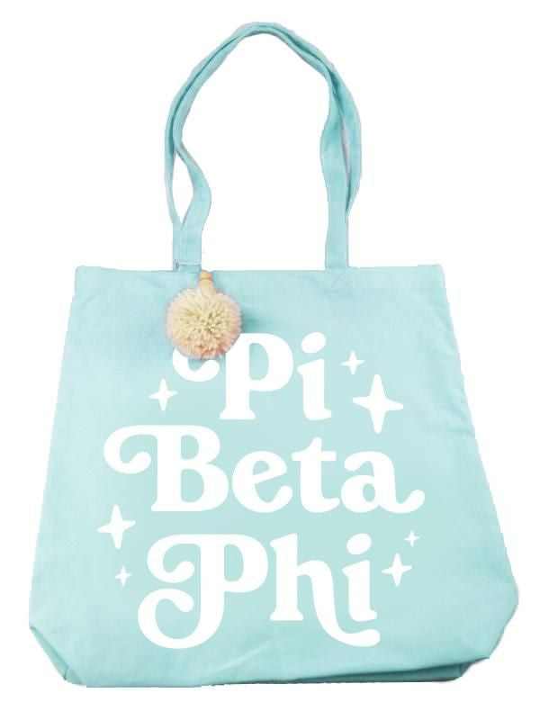 Pi Beta Phi Retro Pom Pom Tote Bag Pi Beta Phi Retro Pom Pom Tote Bag