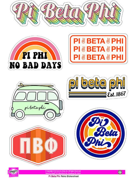 Pi Beta Phi Pi Beta Phi Retro Sticker Sheet